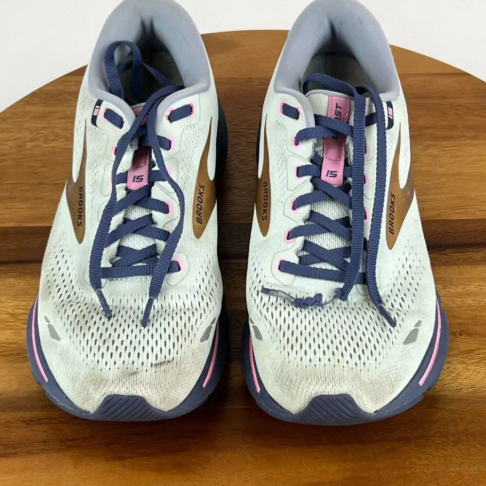 Womens Brooks‎ Ghost 15 Blue Athletic Running Shoes Sneakers Size 10 B GUC